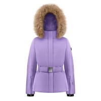 Girls ski jacket with fake fur lavender purple Joana